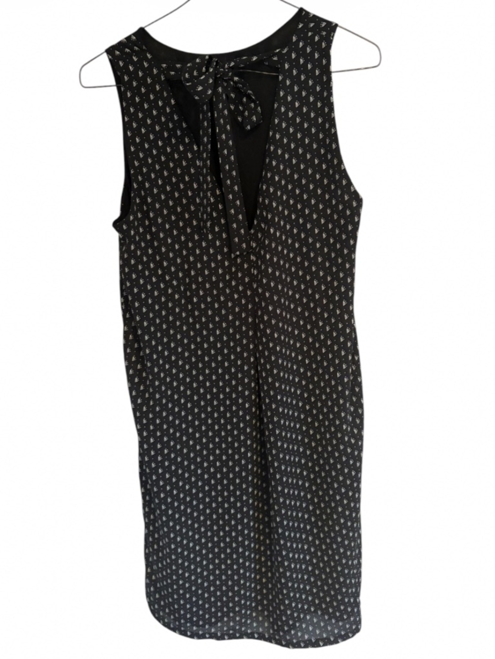 H&M Navy Patterned Dress with Tie Detail | Size 6